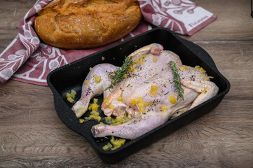 freshly baked homemade bread and chicken marinated with rosemary 7