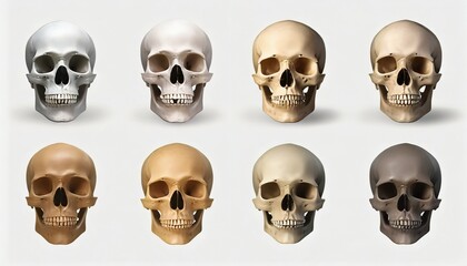 Obraz na płótnie Canvas set of human skulls cut out