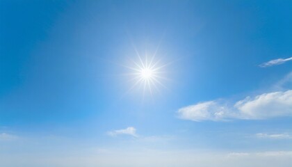 Naklejka na ściany i meble shining sun at clear blue sky with copy space