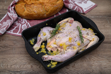 freshly baked homemade bread and chicken marinated with rosemary 6