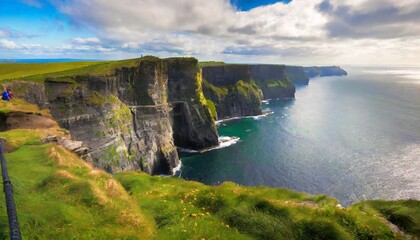 the cliffs of moher ireland most visited natural tourist attraction are sea cliffs located at the...