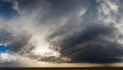 Naklejka na ściany i meble dramatic panoramic skyscape with dark stormy clouds