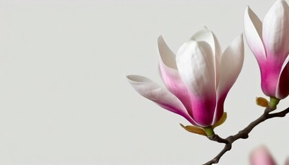 elegant magnolia blooms with velvety petals isolated on a background for design layouts