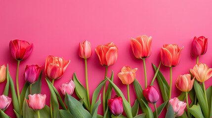 tulip border on pink 
