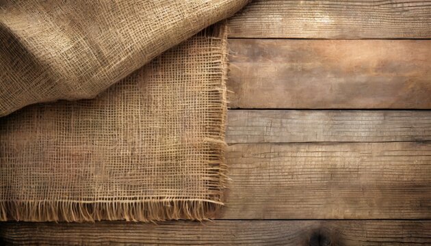 burlap texture on wooden table background