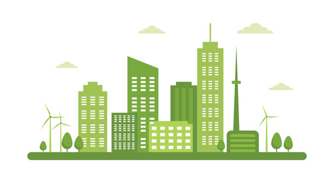 green eco city Illustration of ecology and smart city, Ecology and eco green energy concept vector illustration clean energy concept vector green cityscape banner Isolated design elements
