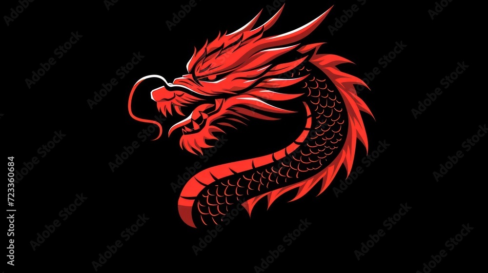 Poster a red dragon on a black background with a red dragon on the left side of the image and a red dragon 