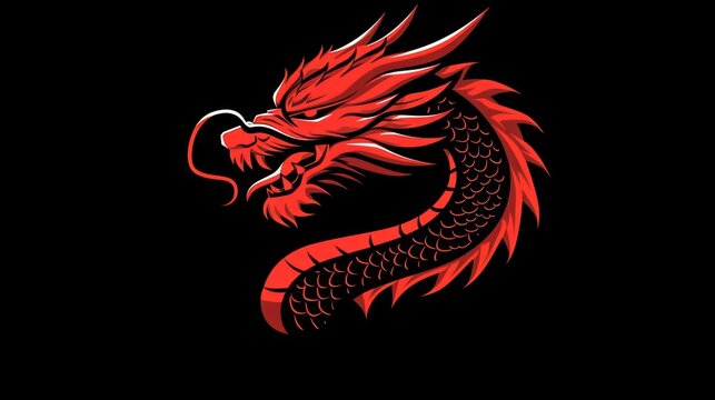  a red dragon on a black background with a red dragon on the left side of the image and a red dragon on the right side of the image on the right side of the image.