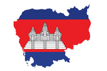 Flag map of Cambodia vector illustration