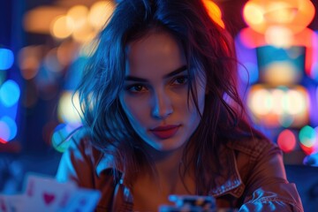 A young woman in casino