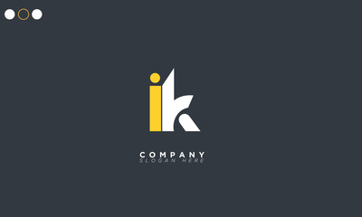  IK Alphabet letters Initials Monogram logo KI, I and K