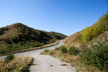 Fototapeta na wymiar Scenic mountain road. Karachay-Cherkessia. Russia