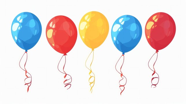 Balloons in cartoon style. Bunch of balloons for birthdays and