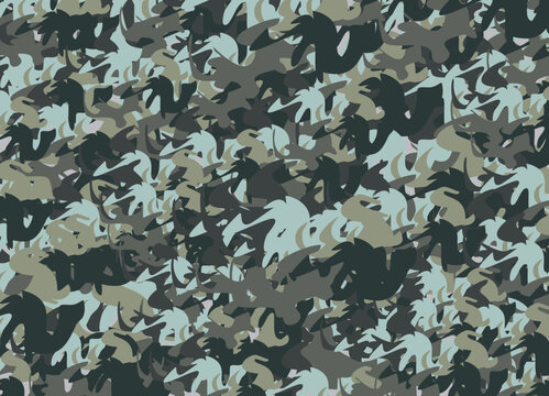 Camouflage backdrop in green-gray-blue tonality for fabrics or textiles. Detailed background like a paintball texture for business concepts, cover, scrapbooking, interiors, tiles, fashion trends, etc.