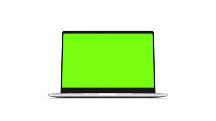 laptop computer notebook device with blank  green screen display isolated 3d realistic render