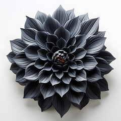 a black flower with leaves - obrazy, fototapety, plakaty