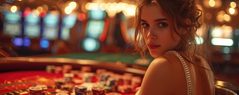 A young woman in casino