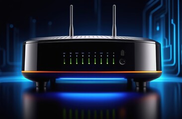 Futuristic technology, router 6G in working process