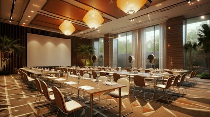 Conference room of a shopping mall and resturants table setup arrangements of a luxury mall