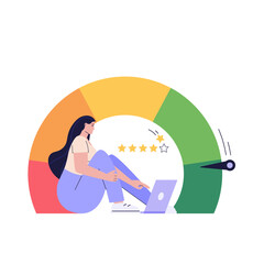 Customer Satisfaction Survey Clients Choosing Satisfaction Rating with Good and Bad Emotions. Concept of Client Feedback, Online Survey, Customer Review. Vector illustration for Web Design