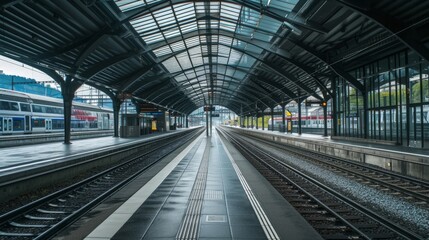 Main Train station in Zurich Switzerland. Platform view