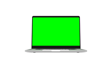 laptop computer notebook device with blank  green screen display isolated 3d realistic render