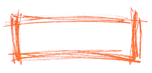 Orange square, frame orange chalk isolated on white