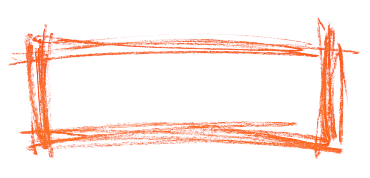 Orange square, frame orange chalk isolated on white