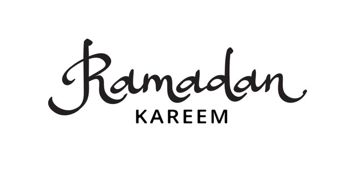 Ramadan kareem hand drawn ink calligraphy. Black ramadan word isolated on transparent background. Arabic style lettering. For muslim holidays banners, cards, social media posts. Vector.