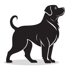 Pug silhouettes and icons. Black flat color simple elegant white background Pug animal vector and illustration.
