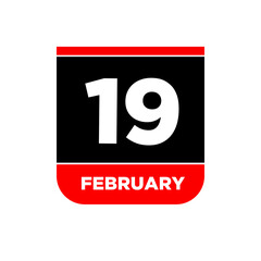 19 feb calendar day vector icon