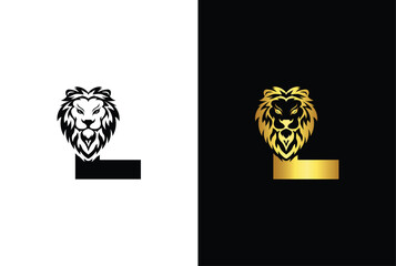 Initial Letter L Lion Head , Elegant Luxury Logo Design Vector. Lion head inside letter L Abstract, creative emblem for logotype, brand identity, company design.