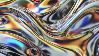 textura metálica líquido holográfico iridescente