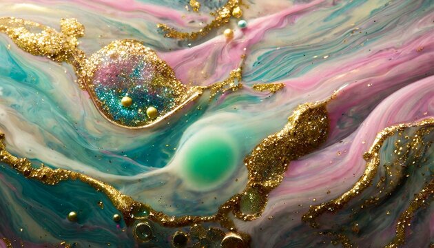 textura abstrata líquido fluxo sabão rosa turquesa bolhas espuma glitter colorido