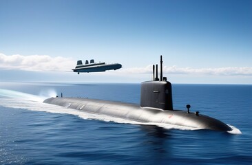 futuristic technology, submarine in motion