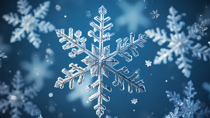 Beautiful winter Christmas glowing background with falling snowflakes, winter background