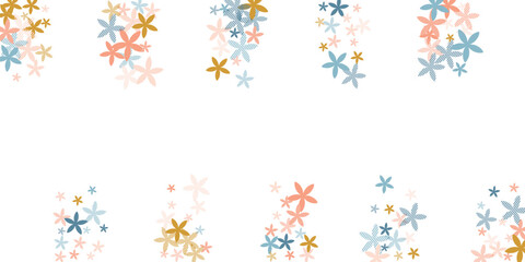 Snow-In-Summer rustic flowers vector illustration. Cute field floral shapes scattered. Hinamatsuri Girl's Day ornament. Elegant flowers Snow-In-Summer abstract blossom. Spring daisies.