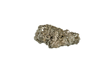 pyrite mineral stone macro on white background