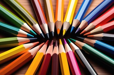 Fototapeta premium color pencils isolated on black background