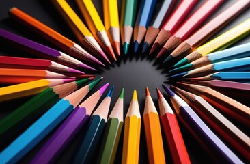 Fototapeta premium color pencils isolated on black background