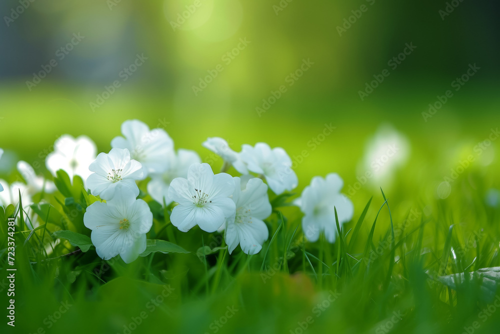 Poster spring flowers. backdrop with selective focus and copy space