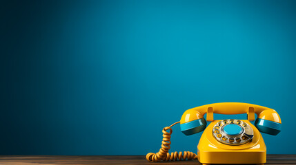 a yellow telephone on a table
