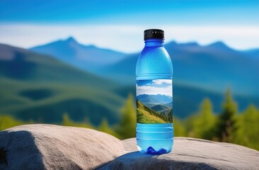 bottle of cleane water in the mountains