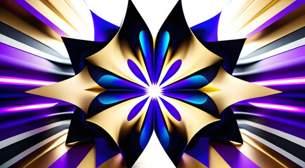 Abstract blue background, gold and violet hues blend in harmonious dance