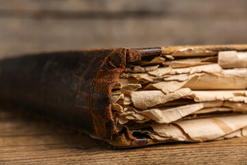 Old book on wooden background