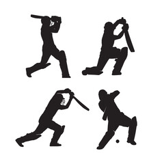 silhouettes of cricket players