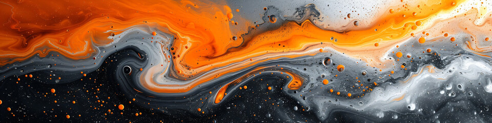 Sweeping Orange and Grey Abstract Art. Fluid marble texture for dynamic backgrounds and creative graphic elements 