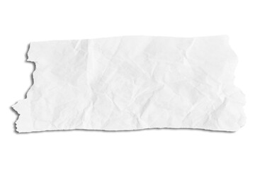 Scrap of crumpled white paper on empty background