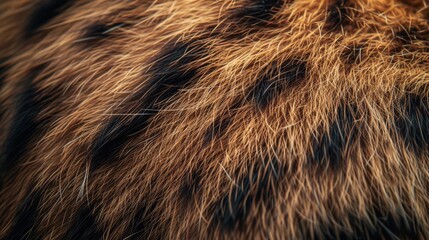 Close-Up Texture of Animal Fur with Natural Brown and Black Pattern