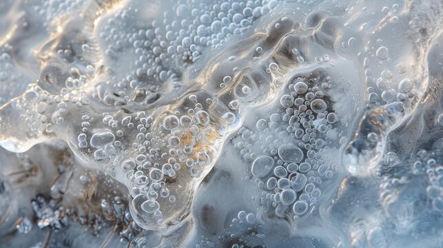 Detailed Macro of Frozen Bubble Patterns in Ice